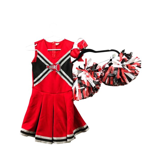 Spirit Halloween Other - Spirit Halloween Girls M 8-10 Cheerleader Costume With Pom Poms Red
